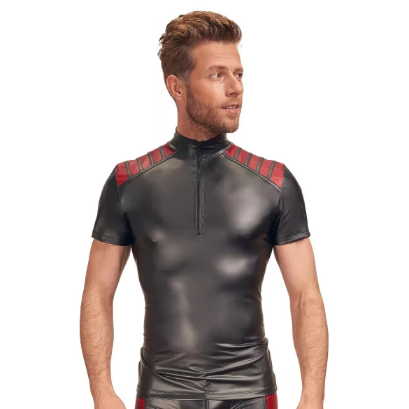 NEK - jaqueta masculina com zíper - detalhe vermelho - preta