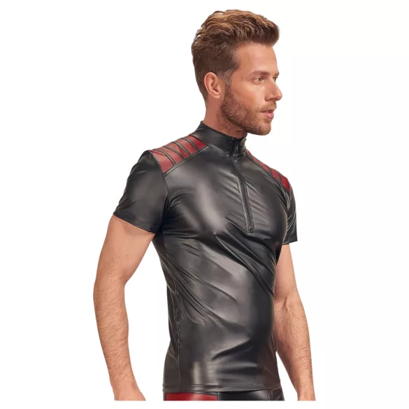 NEK - jaqueta masculina com zíper - detalhe vermelho - preta
