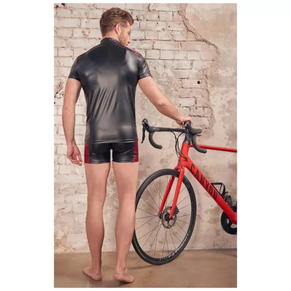 NEK - jaqueta masculina com zíper - detalhe vermelho - preta