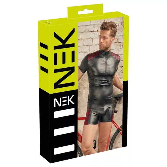 NEK - jaqueta masculina com zíper - detalhe vermelho - preta - L