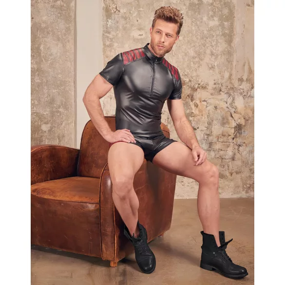 NEK - jaqueta masculina com zíper - detalhe vermelho - preta - L