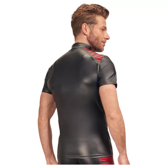 NEK - jaqueta masculina com zíper - detalhe vermelho - preta - L