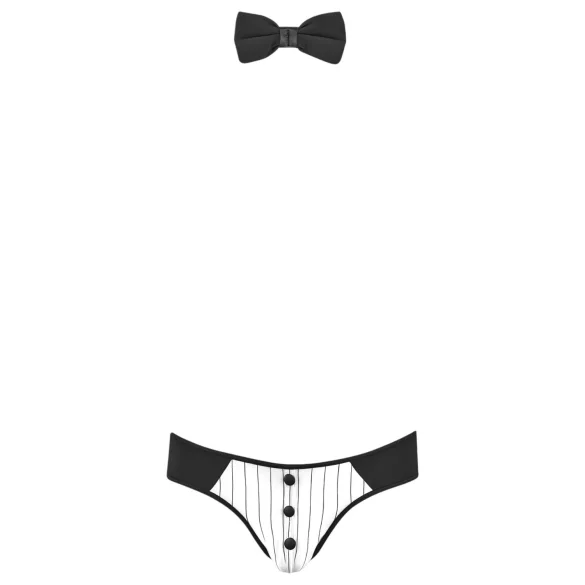 Svenjoyment - tanga de garçom masculino - conjunto fantasia - preto e branco - L