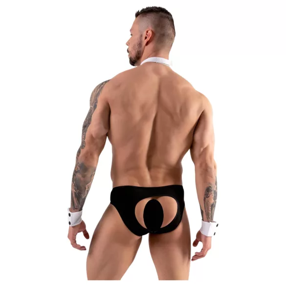 Svenjoyment - tanga de garçom masculino - conjunto fantasia - preto e branco - XL