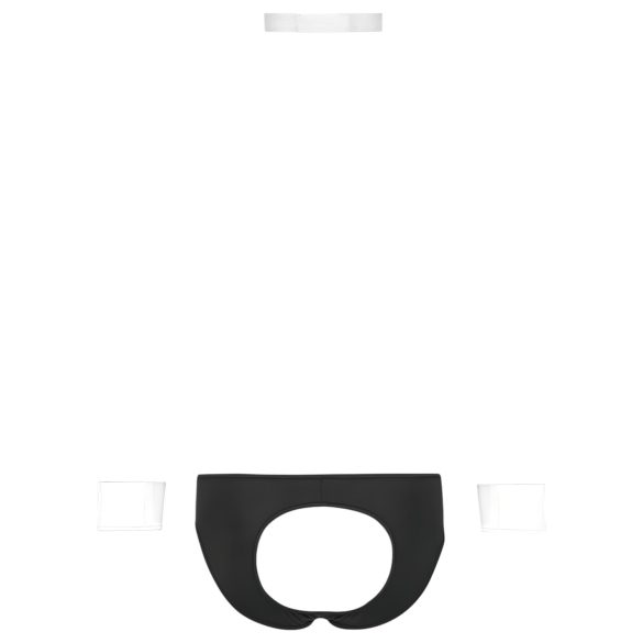 Svenjoyment - tanga de garçom masculino - conjunto fantasia - preto e branco - XL