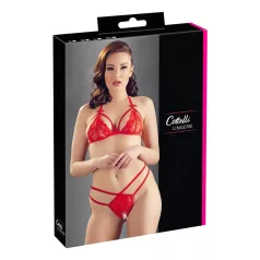   Cottelli - conjunto lingerie renda aberto - sutiã e calcinha - vermelho - XL