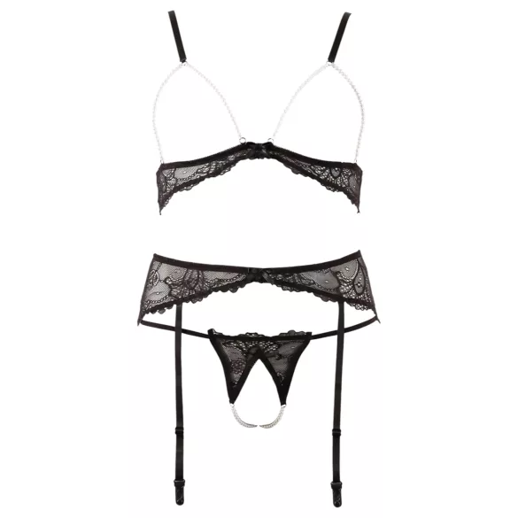 Abierta Fina - conjunto de lingerie rendada com pérolas