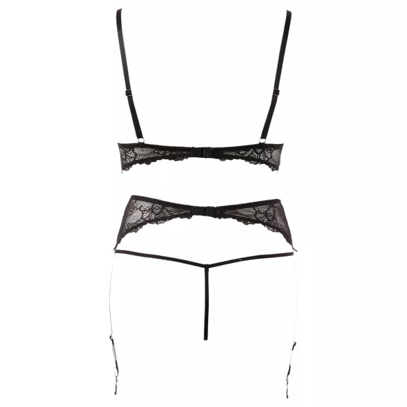 Abierta Fina - conjunto de lingerie rendada com pérolas - L