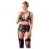 Cottelli Plus Size - Trio de lingerie rendada (preto)