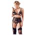 Cottelli Plus Size - Trio de lingerie rendada (preto)