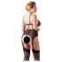 Cottelli Plus Size - Trio de lingerie rendada (preto)