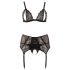 Cottelli Plus Size - Trio de lingerie rendada (preto)
