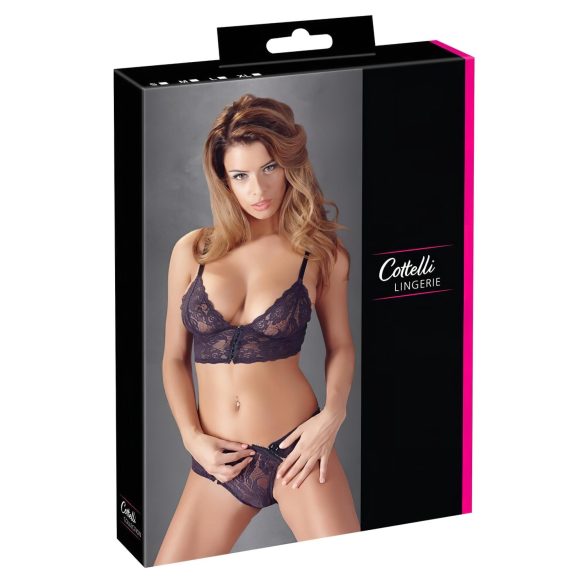 Cottelli - Conjunto de sutiã rendado floral (roxo) - M
