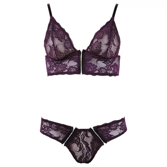 Cottelli - conjunto de lingerie renda floral - lilás - XL