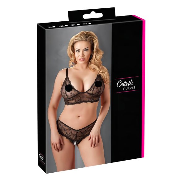 Cottelli Plus Size - conjunto de sutiã de renda (preto) - XXL