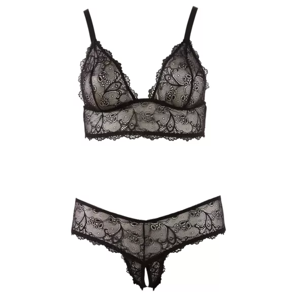 Cottelli Plus Size - conjunto lingerie rendado - preto - XXXXL