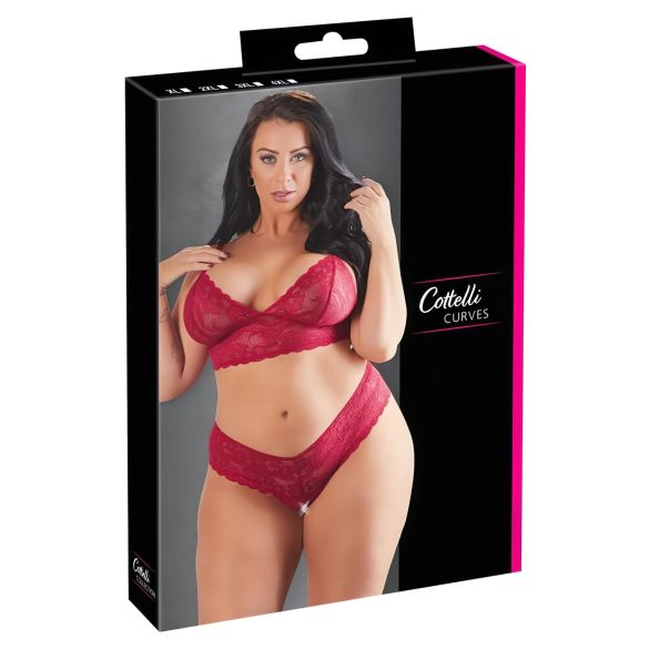 Cottelli Plus Size - Conjunto de sutiã de renda suave (vermelho) - 2XL