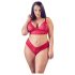 Cottelli Plus Size - Conjunto de sutiã de renda suave (vermelho) - 4XL