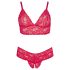 Cottelli Plus Size - Conjunto de sutiã de renda suave (vermelho) - 4XL