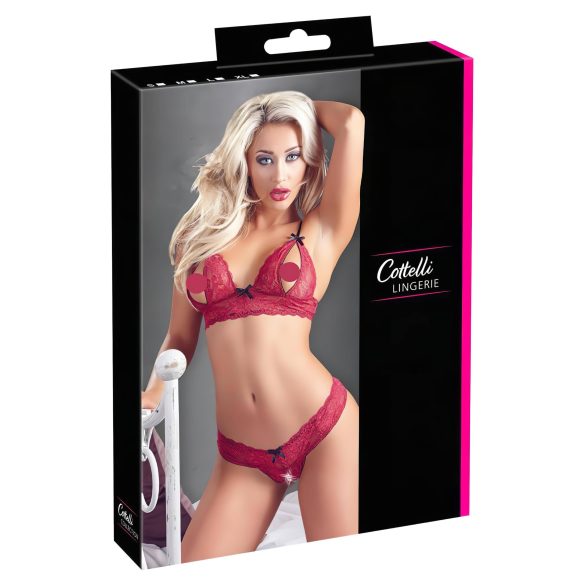 Cottelli - Conjunto de sutiã sedutor em renda vermelha