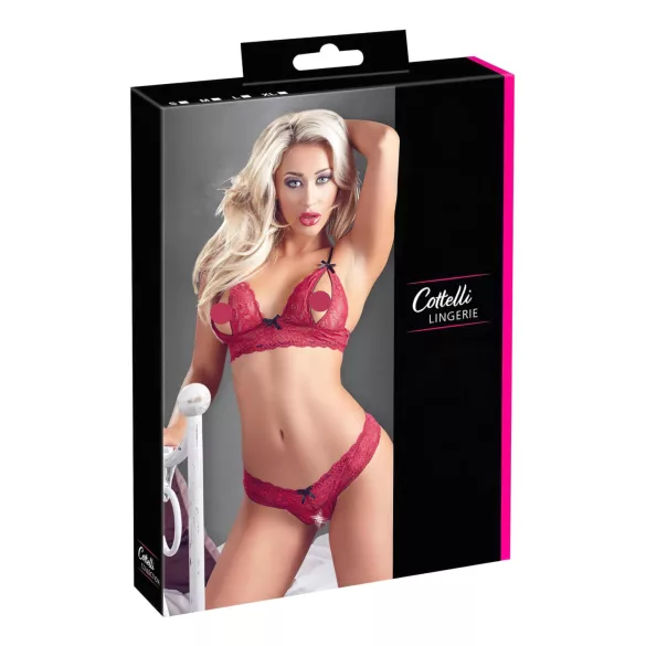 Cottelli - conjunto de lingerie rendado - sutiã e calcinha - vermelho - M