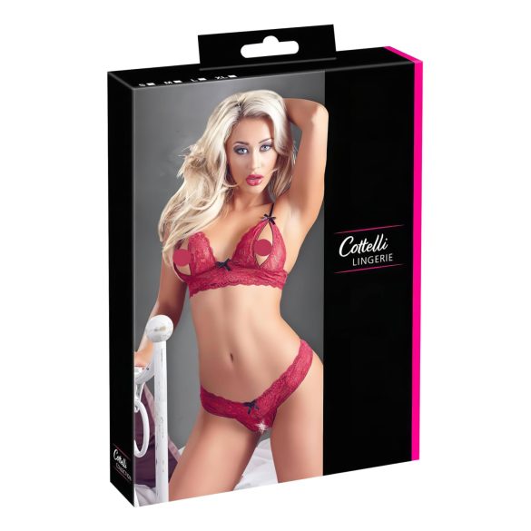 Cottelli - Conjunto de sutiã sedutor em renda vermelha - L