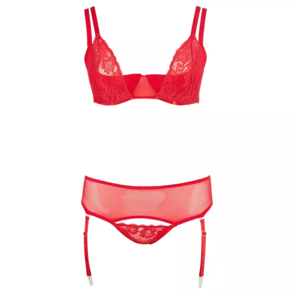 Cottelli Plus Size - conjunto de lingerie versátil (vermelho) - 95E/2XL