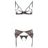 Abierta Fina - conjunto de renda brilhante (preto) - XL