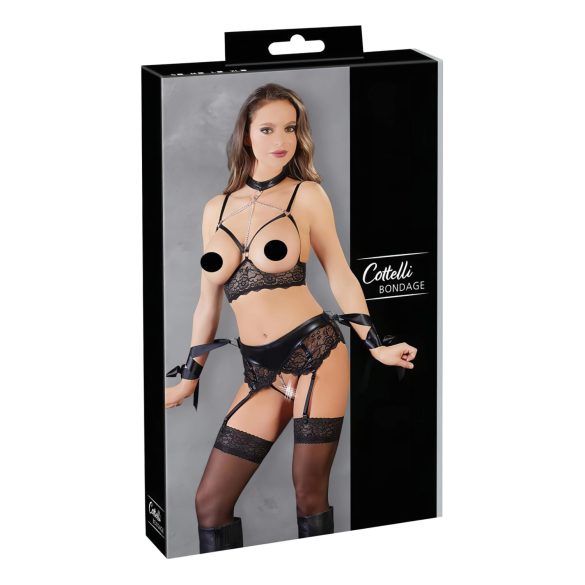 Cottelli Bondage - Conjunto de lingerie rendado (5 peças) - XL