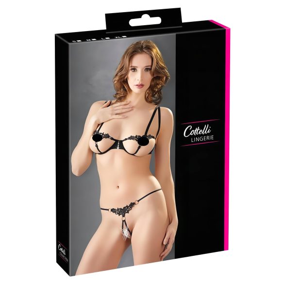 Cottelli - Conjunto de sutiã bordado brilhante (preto)