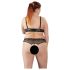 Cottelli Plus Size - Conjunto de sutiã com pérolas (preto) - 3XL