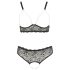 Cottelli Plus Size - Conjunto de sutiã com pérolas (preto) - 3XL
