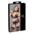 Cottelli Bondage - conjunto lingerie rendada brilhante (4 peças)