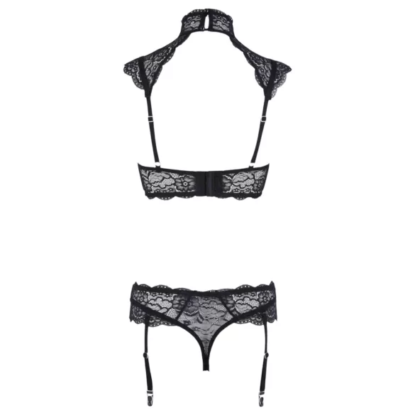 Cottelli - conjunto de sutiã rendado com gola (preto) - 80B/M