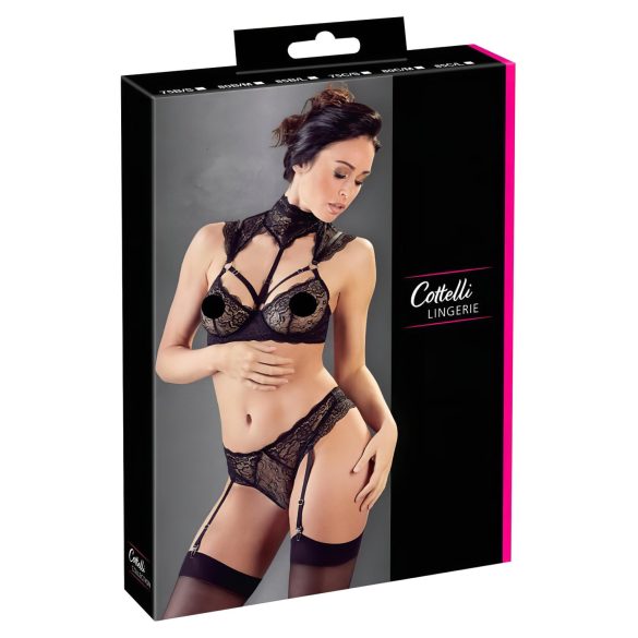 Cottelli - Conjunto de sutiã rendado com colarinho (preto) - 85B/L
