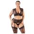 Cottelli Plus Size - conjunto lingerie plus size strass renda preto - 2XL