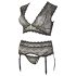 Cottelli Plus Size - Conjunto de renda c/ strass (preto) - 3XL