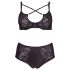 Cottelli Plus Size - sutiã e calcinha com alças cruzadas (preto) - 85E/L