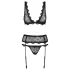 Obsessive - conjunto de lingerie bordado delicado - preto