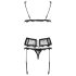 Conjunto de Lingerie Obsessive Emperita - Elegância Bordada (Preto) - L/XL