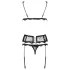 Obsessive - conjunto de lingerie bordado delicado - preto - L/XL