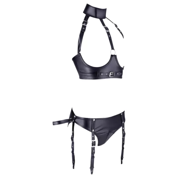 Cottelli Bondage - conjunto lingerie brilho com algemas - preto