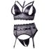 Cottelli Bondage - Conjunto de lingerie rendada c/ algemas (preto)
