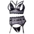 Cottelli Bondage - conjunto de lingerie rendada com algemas (preto)