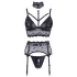 Cottelli Bondage - conjunto de lingerie rendada com algemas (preto) - L