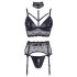 Cottelli Bondage - Conjunto de lingerie rendada c/ algemas (preto) - XL