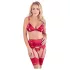 Abierta Fina - conjunto de lingerie brilhante com correntes (vermelho)