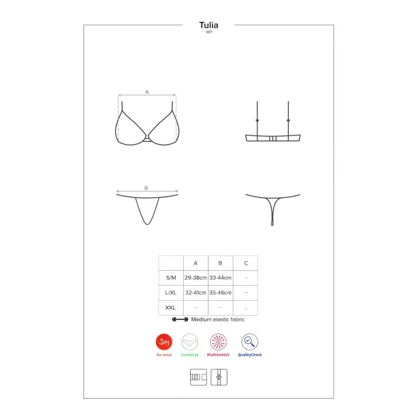 Obsessive Tulia - conjunto de lingerie rendada (preto‑rosa)