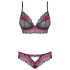 Obsessive Tulia - conjunto de lingerie rendado (preto-rosa) - L/XL