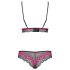 Obsessive Tulia - conjunto de lingerie rendado (preto-rosa) - L/XL